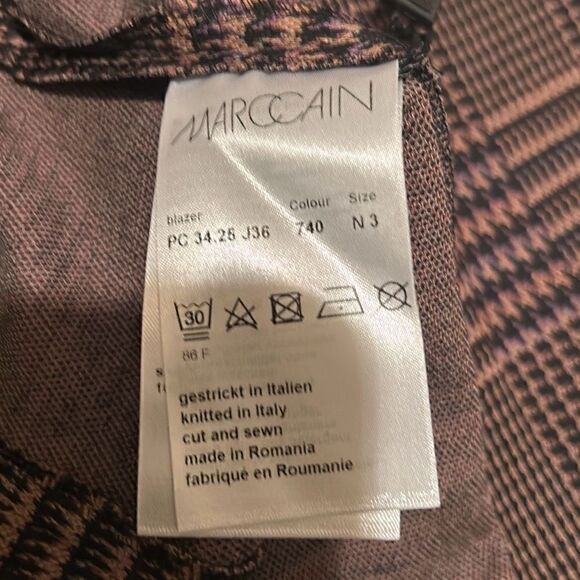 Marc Cain Women's Size N3 Belted Peacoat Black Brown Herringbone Plaid New - Picture 11 of 12